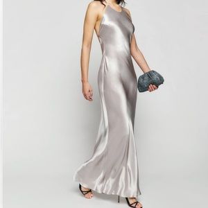 Reformation Jeany Silk Dress silver size large L brand new with tags
